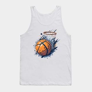 Basketball and basket with net Tank Top